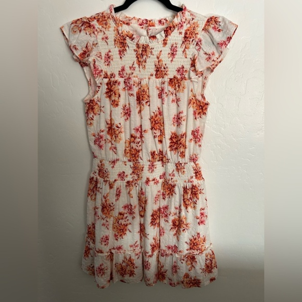 LOFT Floral Smocked Waist Mini Dress